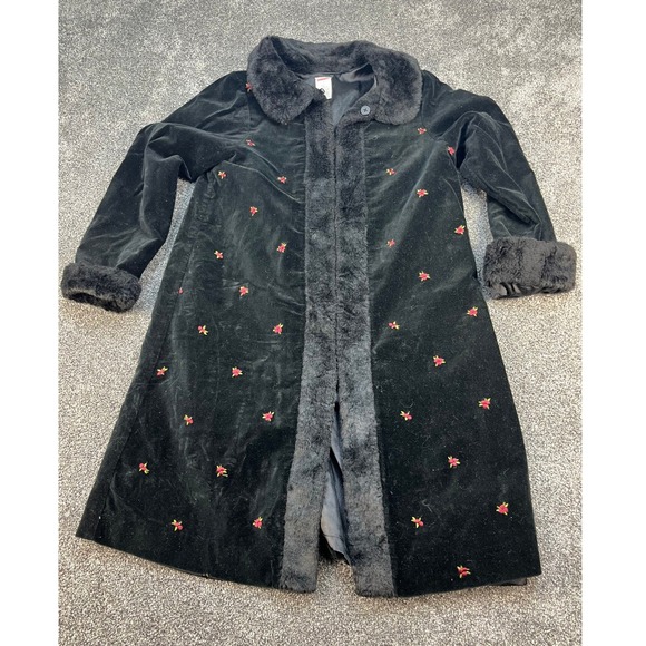 Gymboree Other - Vintage Gymboree Holiday Magic Velvet Faux Fur Embroidered Coat Girls Size 9